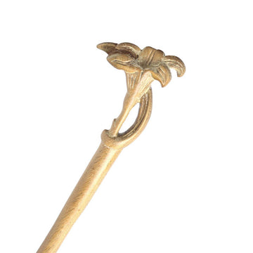 CrystalMood Handmade Carved Wood Hair Stick Lily 7" Lignum-vitae